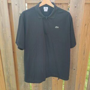 Lacoste Half Zip Black Short Sleeve Polo Size 6